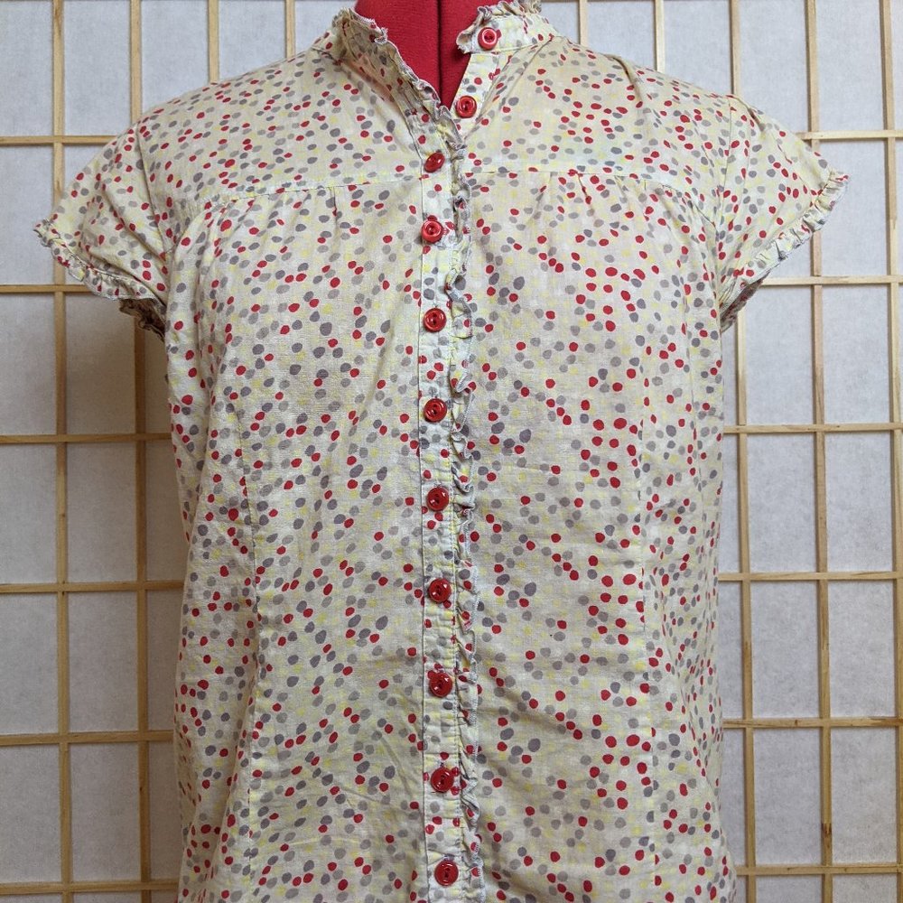 Ruffle Sleeve Polka dot Blouse